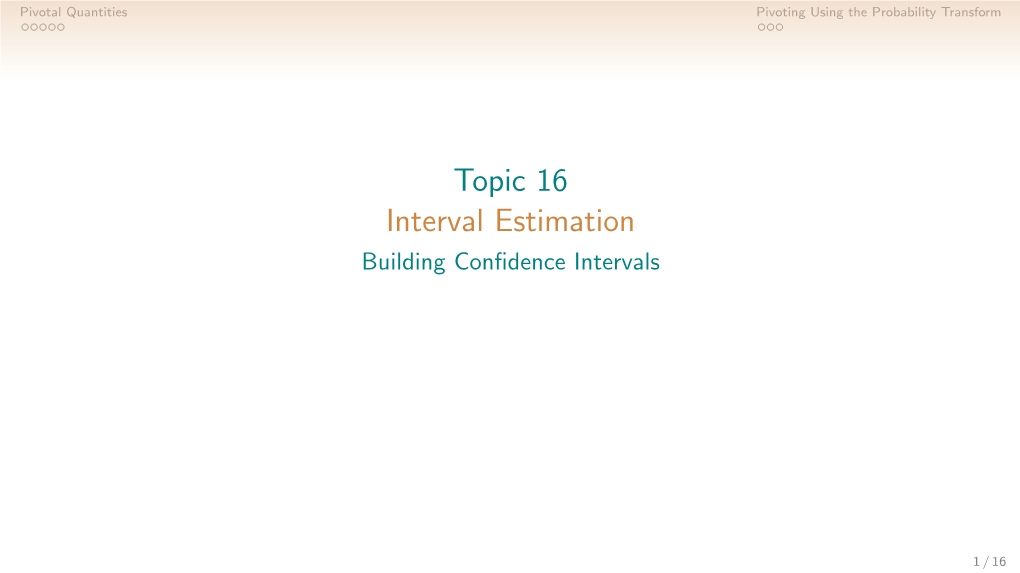 Confidence Intervals II