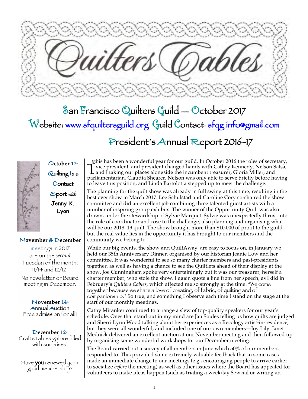 SFQG Newsletter October 201710