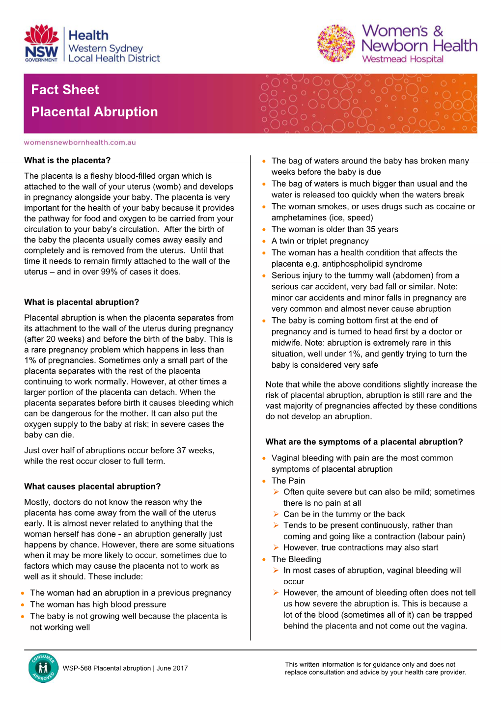 Fact Sheet Placental Abruption