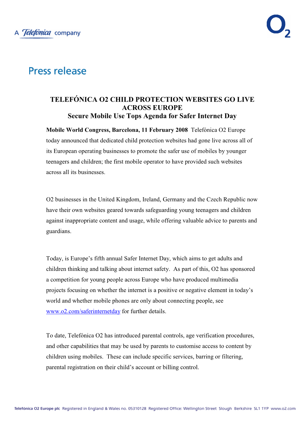 Child Protection Press Release