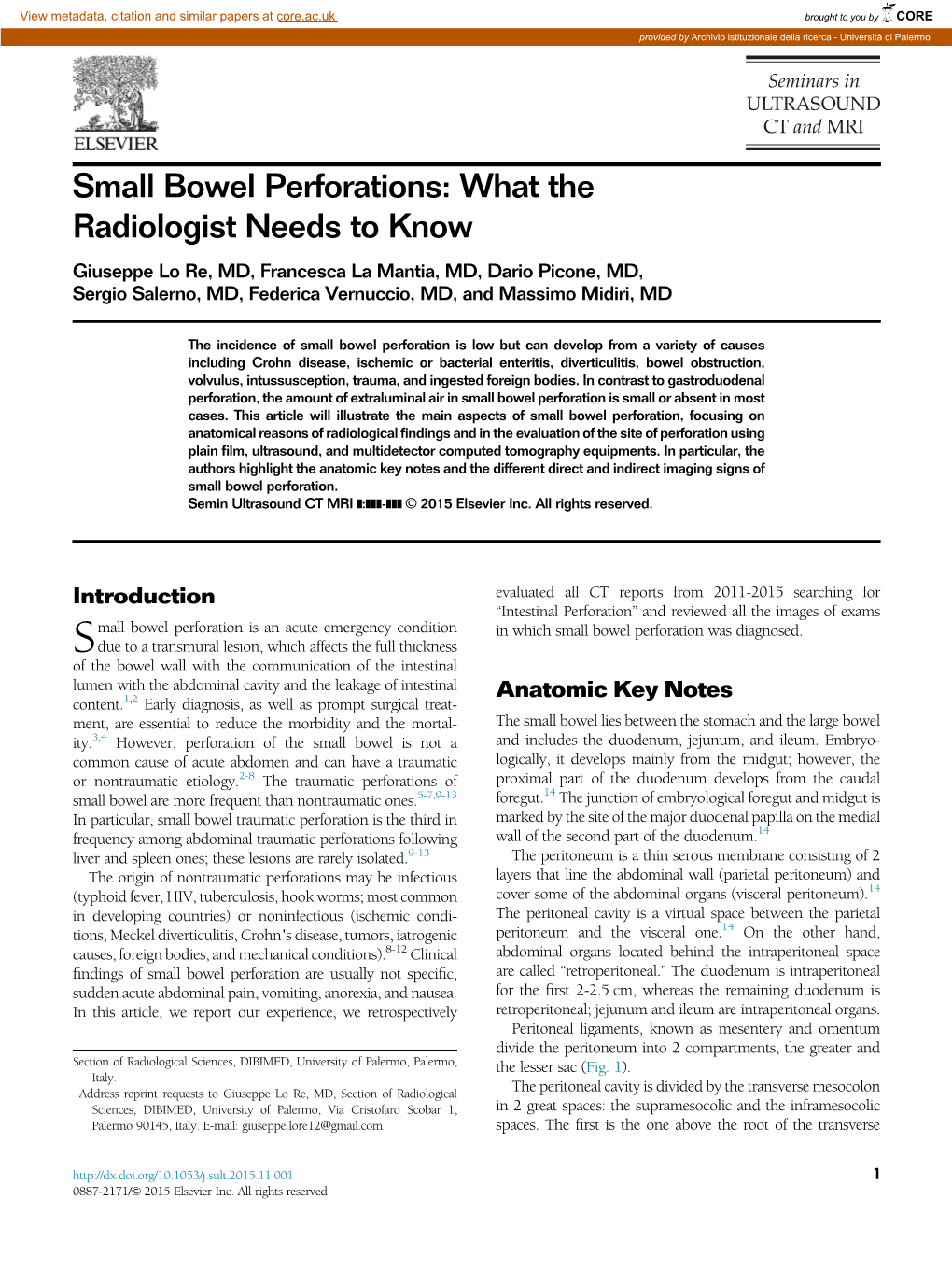 Small Bowel Perforations What the Radiologist Needs to Know