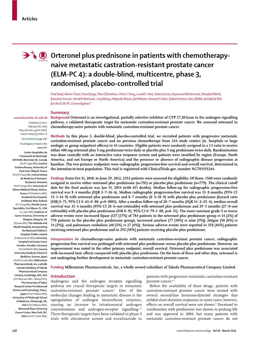 Orteronel Plus Prednisone in Patients with Chemotherapy