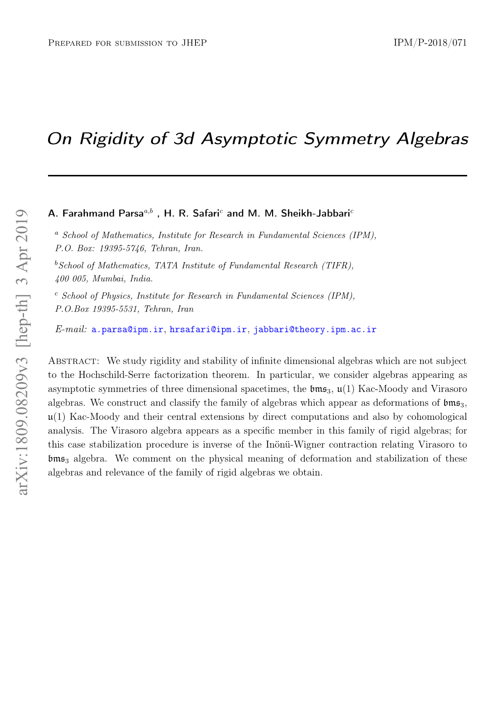 On Rigidity of 3D Asymptotic Symmetry Algebras