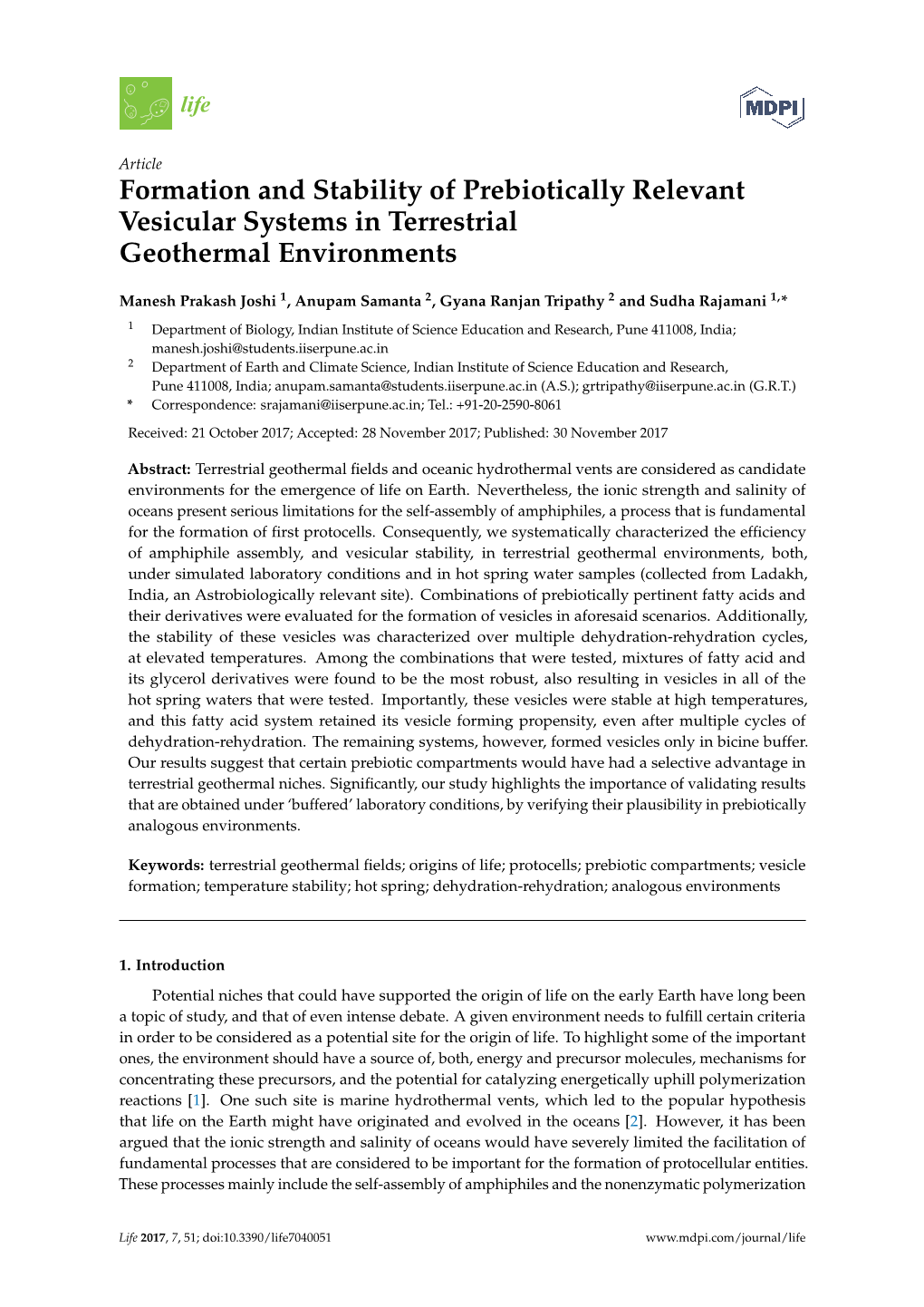 Formation and Stability of Prebiotically Relevant Vesicular Systems in Terrestrial Geothermal Environments