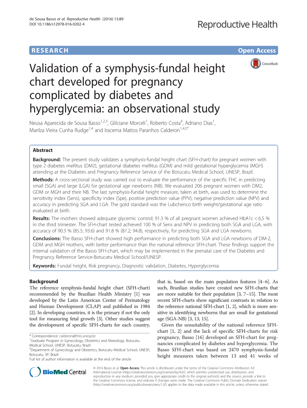 Validation of a Symphysis-Fundal Height Chart Developed For