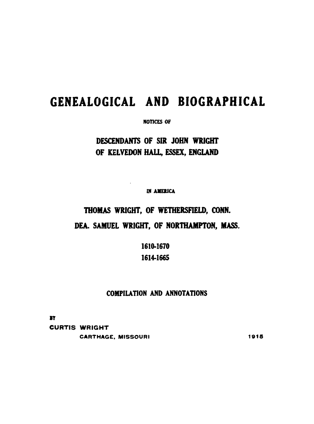 Genealogical and Biographical