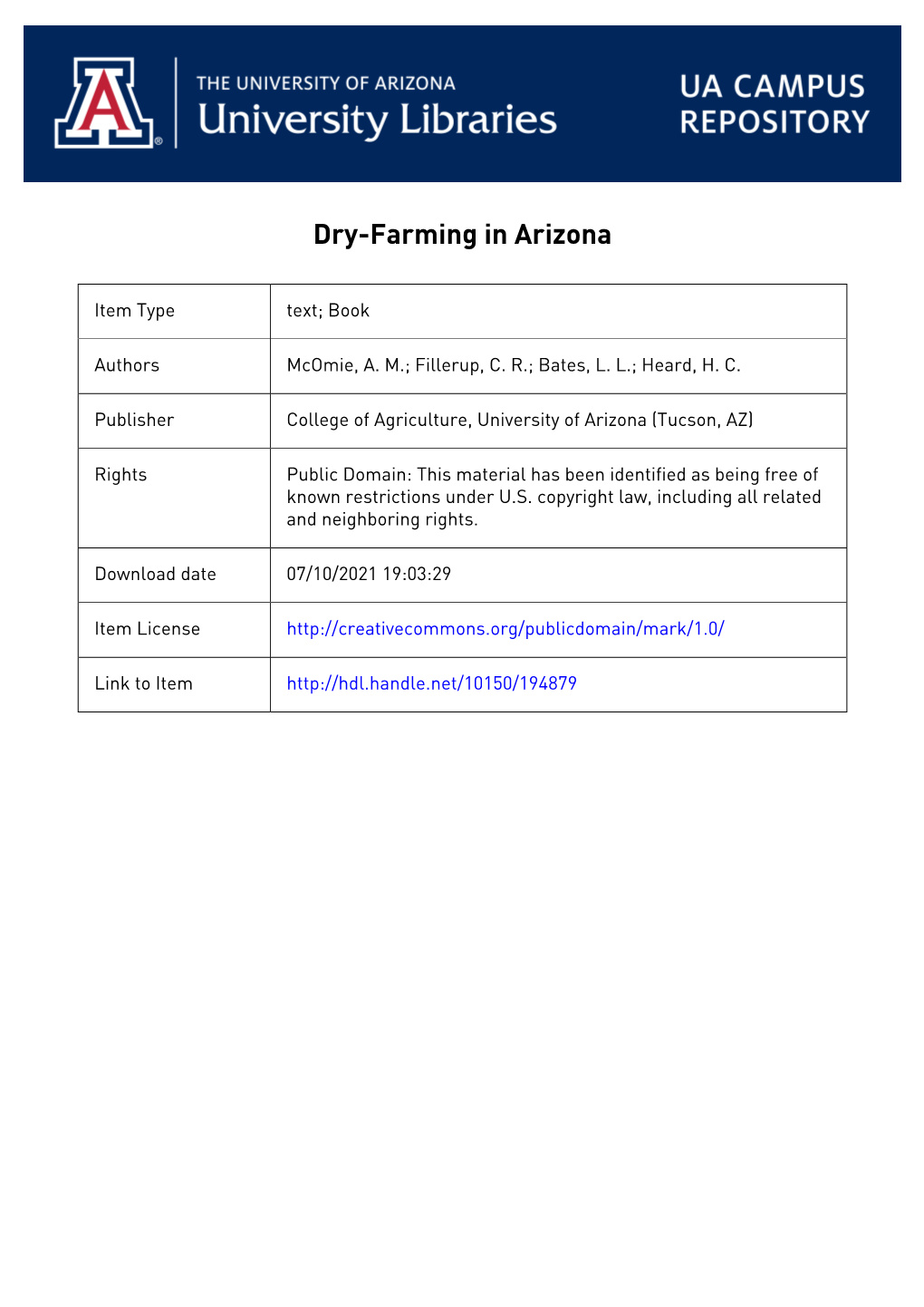 Dry-Farming in Arizona