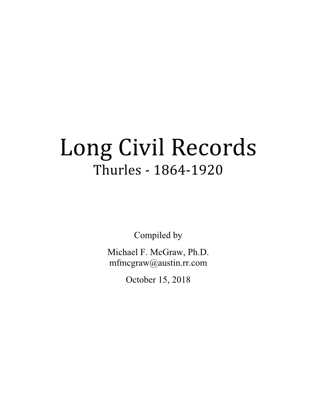 Long Civil Records Thurles - 1864-1920