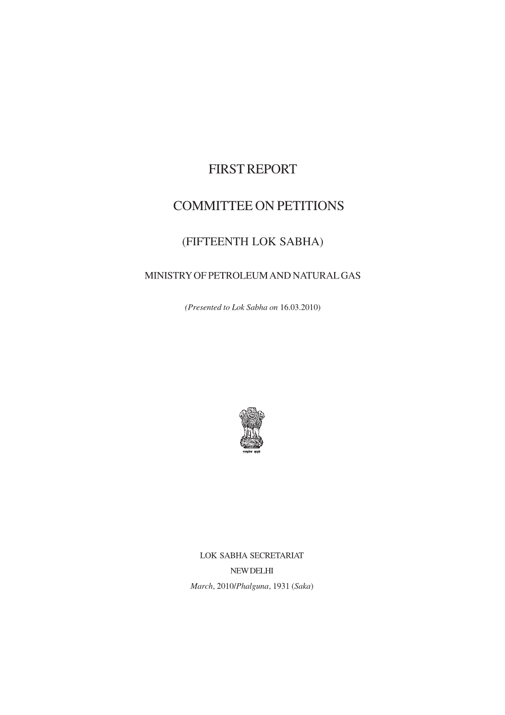 First Report Committee on Petitions