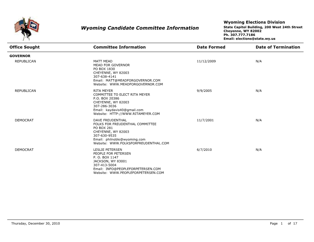 Candidate Campaign Committees