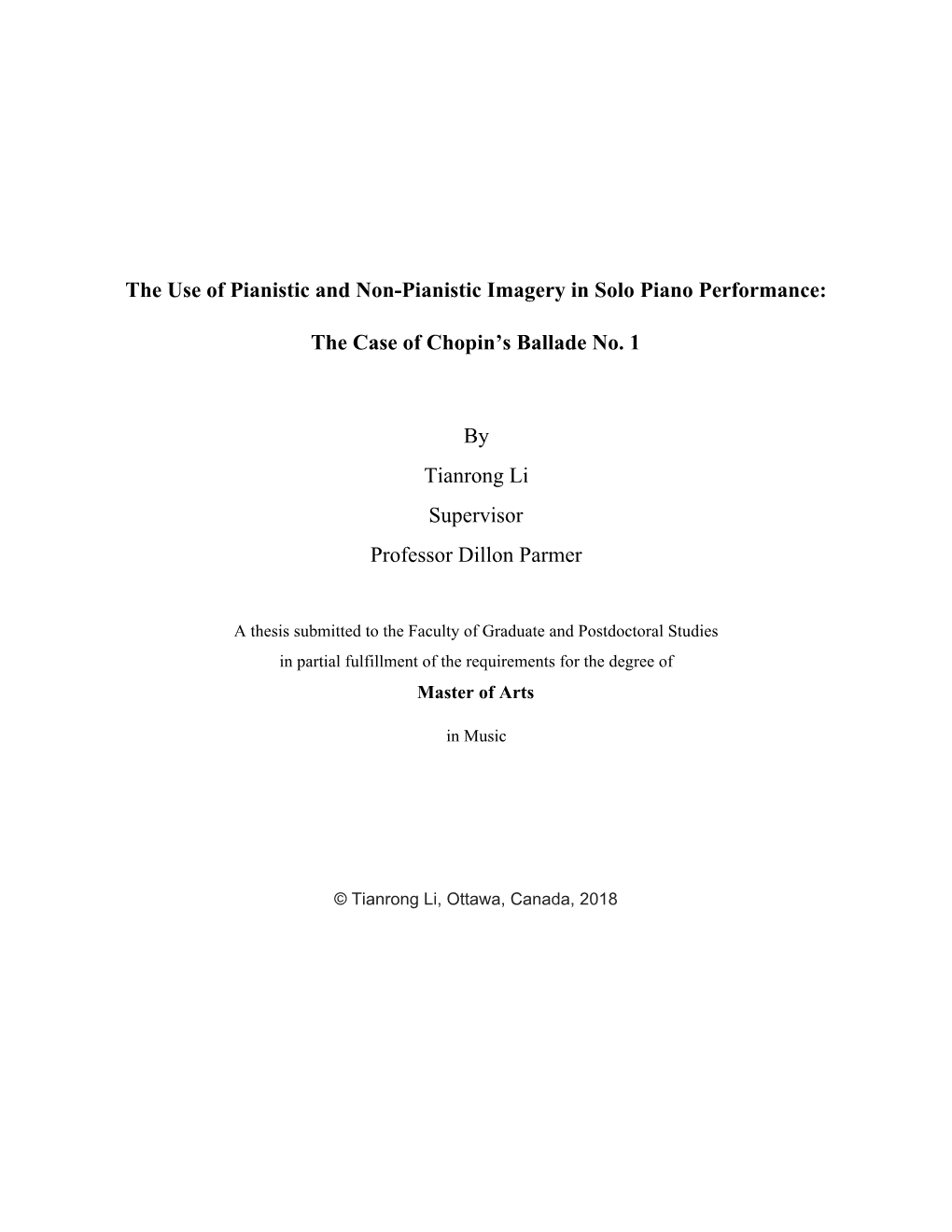 The Use of Pianistic and Non-Pianistic Imagery in Solo Piano Performance