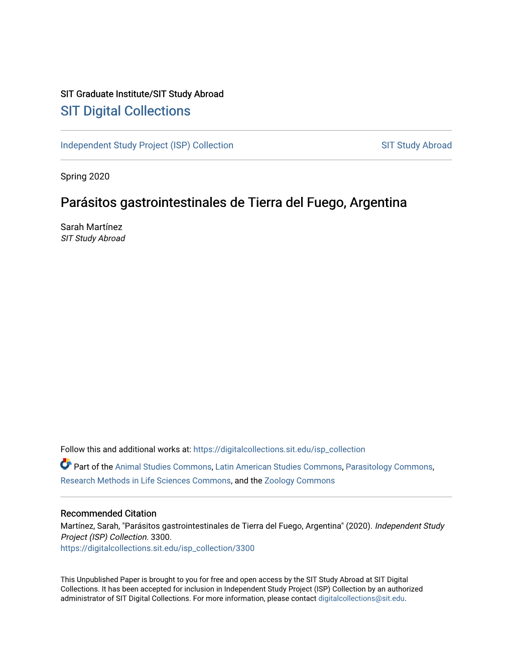 Parásitos Gastrointestinales De Tierra Del Fuego, Argentina