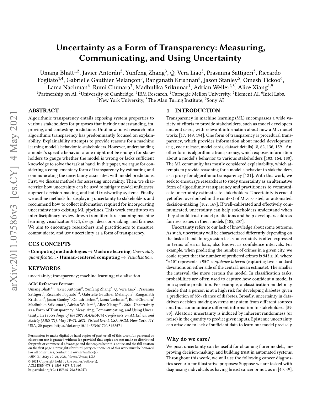 Uncertainty As a Form of Transparency: Measuring, Communicating, and Using Uncertainty