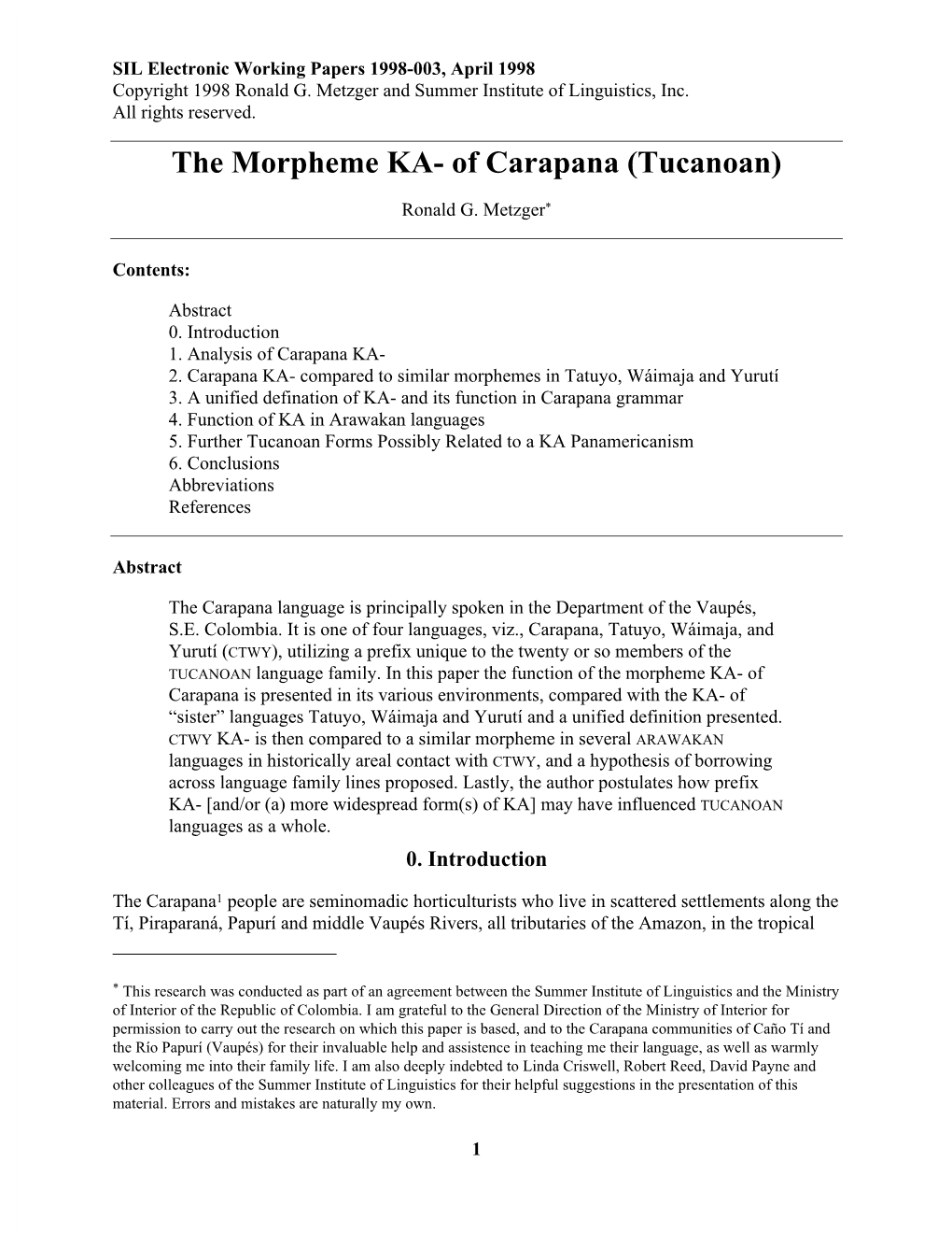 Of Carapana (Tucanoan)