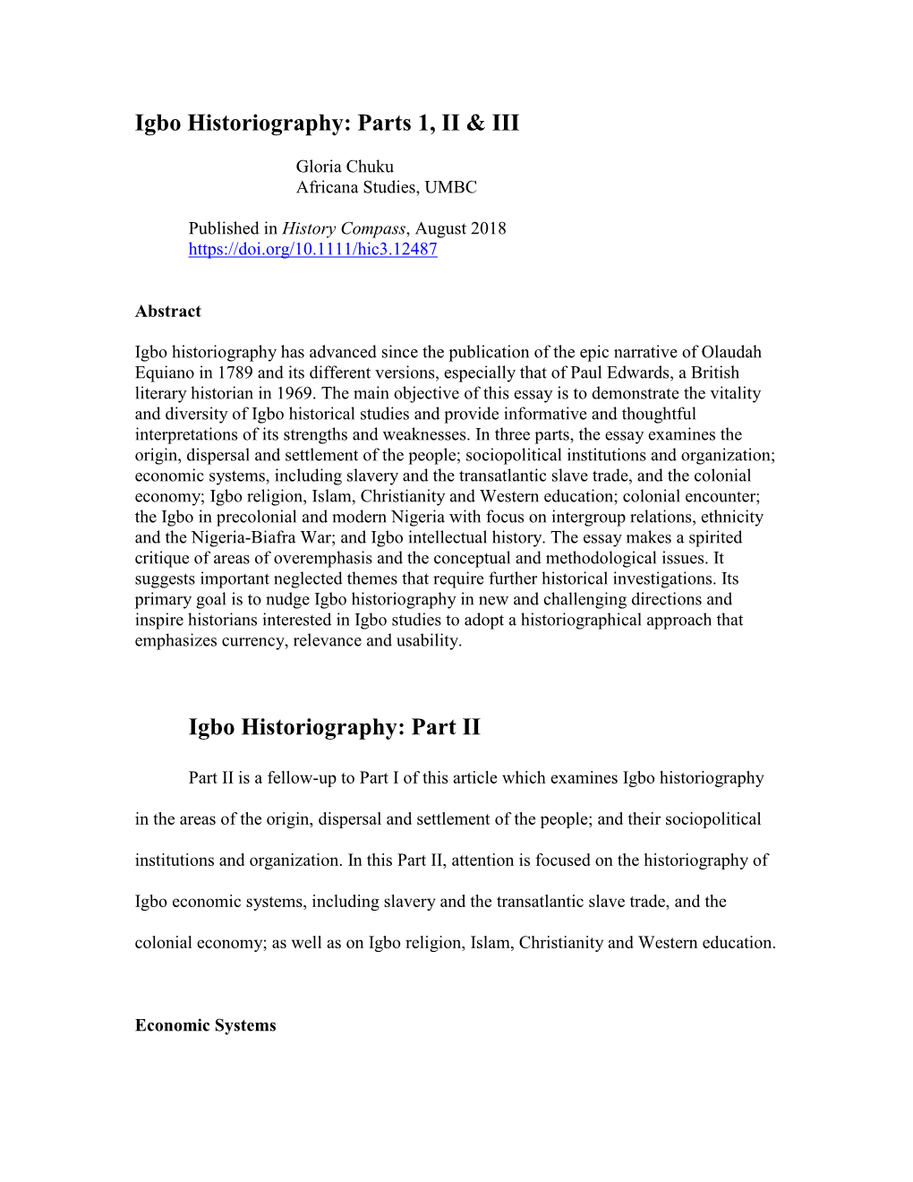 Igbo Historiography: Parts 1, II & III