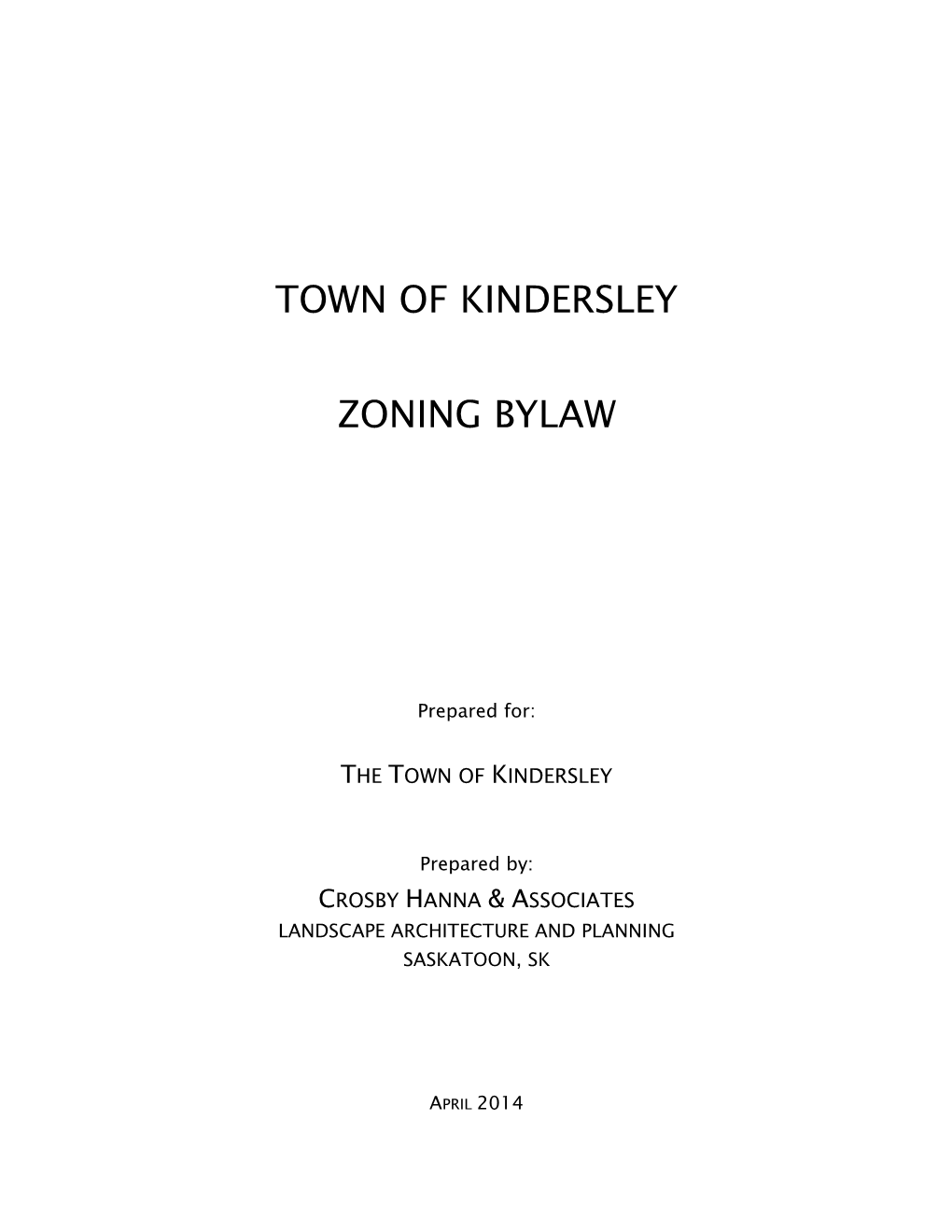 Town of Kindersley Zoning Bylaw