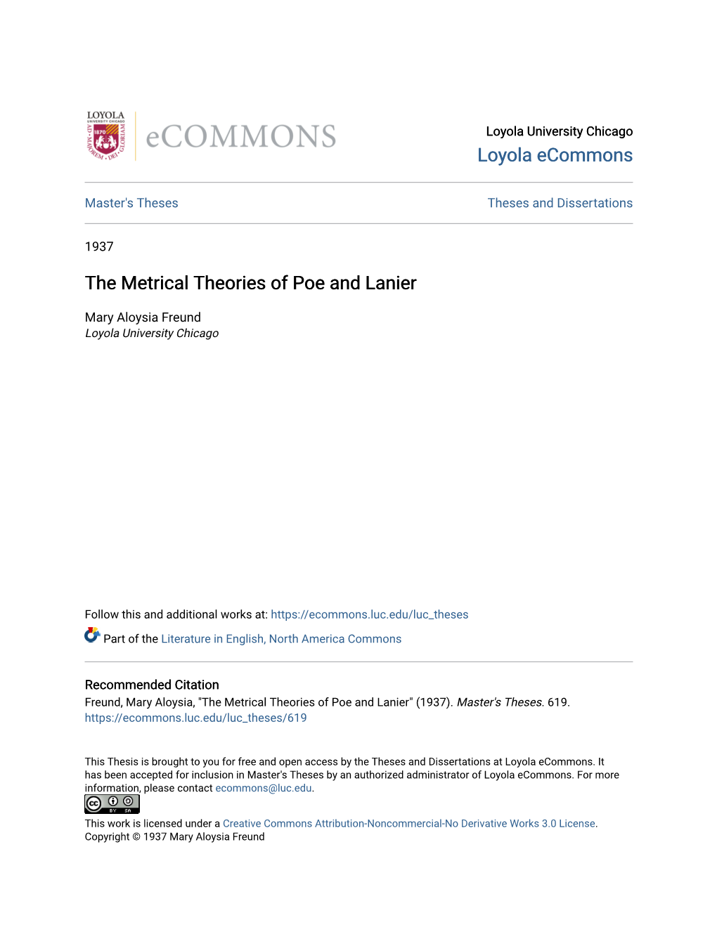 The Metrical Theories of Poe and Lanier