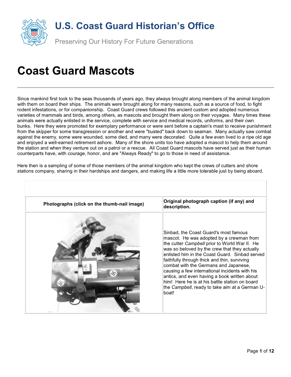 Coast Guard Mascots