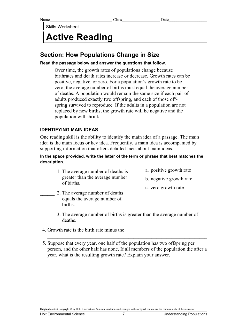 Section: How Populations Change in Size