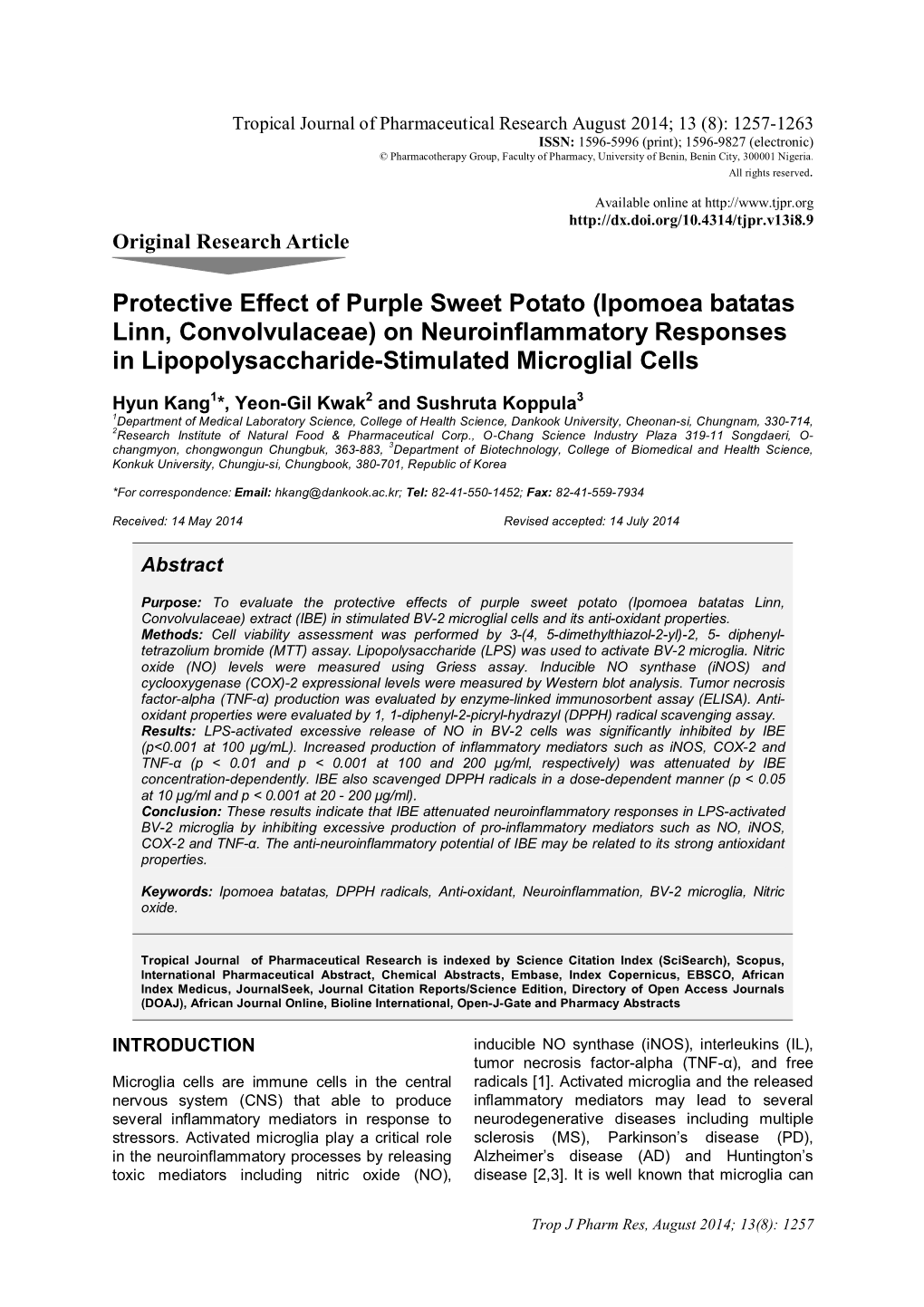 Protective Effect of Purple Sweet Potato (Ipomoea Batatas Linn, Convolvulaceae) on Neuroinflammatory Responses in Lipopolysaccharide-Stimulated Microglial Cells