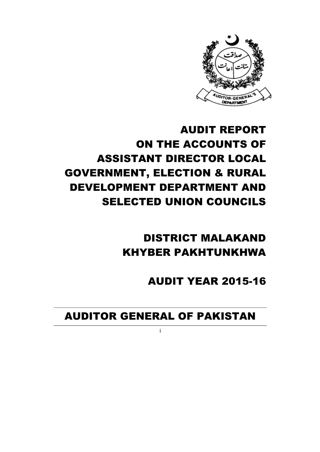 Audit Report on the Accounts of Assistant Director Local Government, Election & Rural Development Department and Selected Union Councils