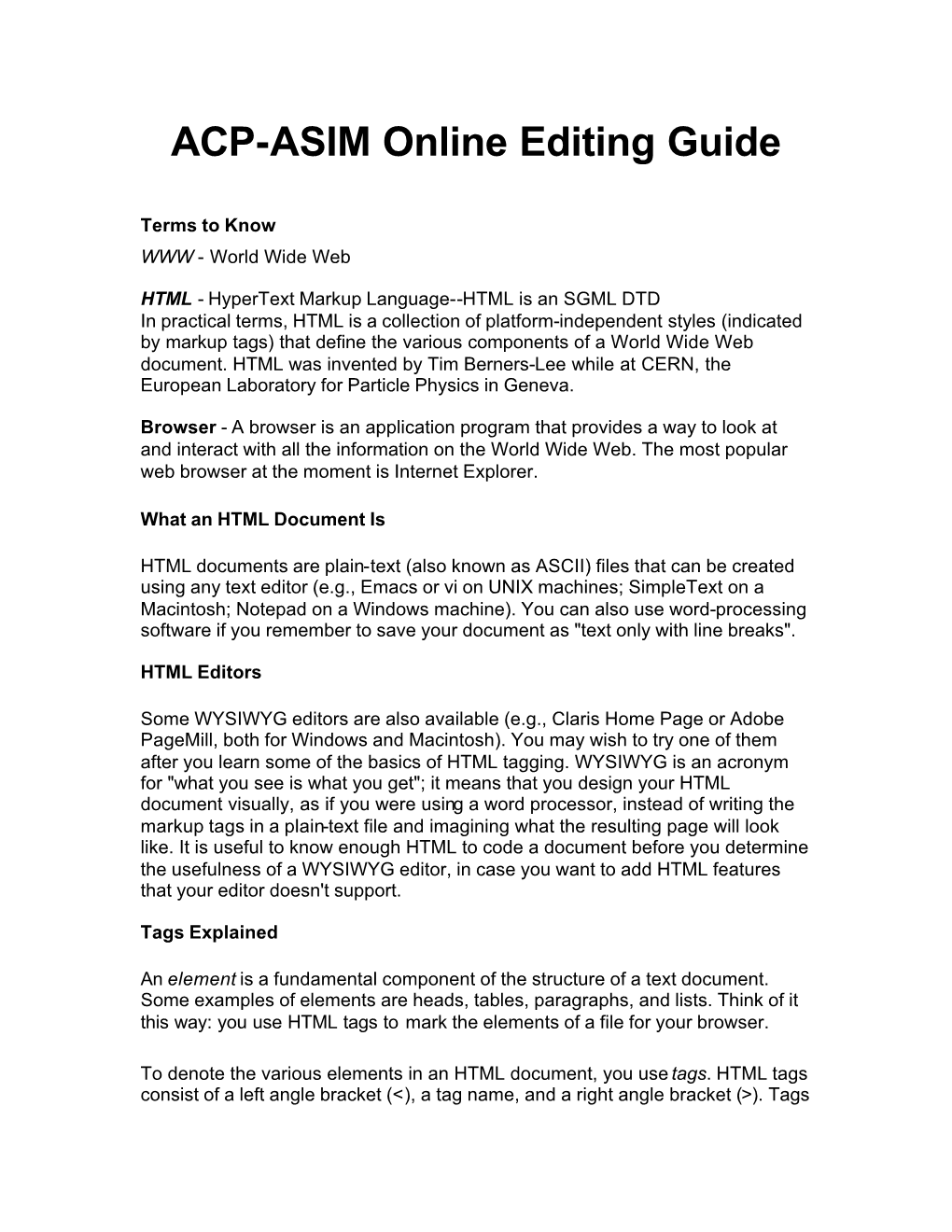 ACP-ASIM Online Editing Guide