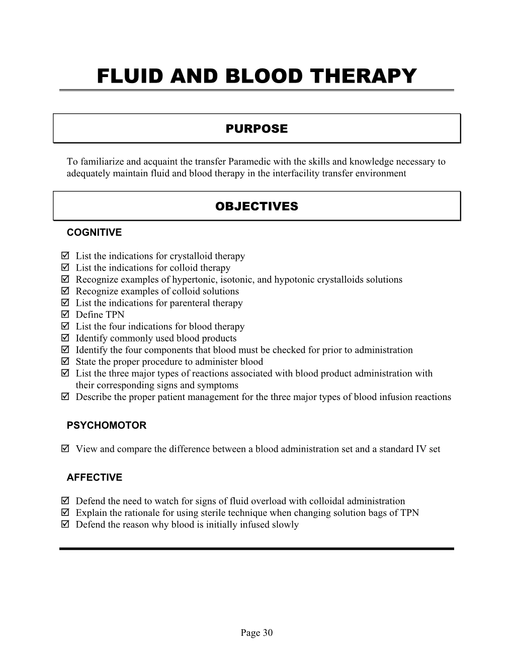 Fluid and Blood Therapy