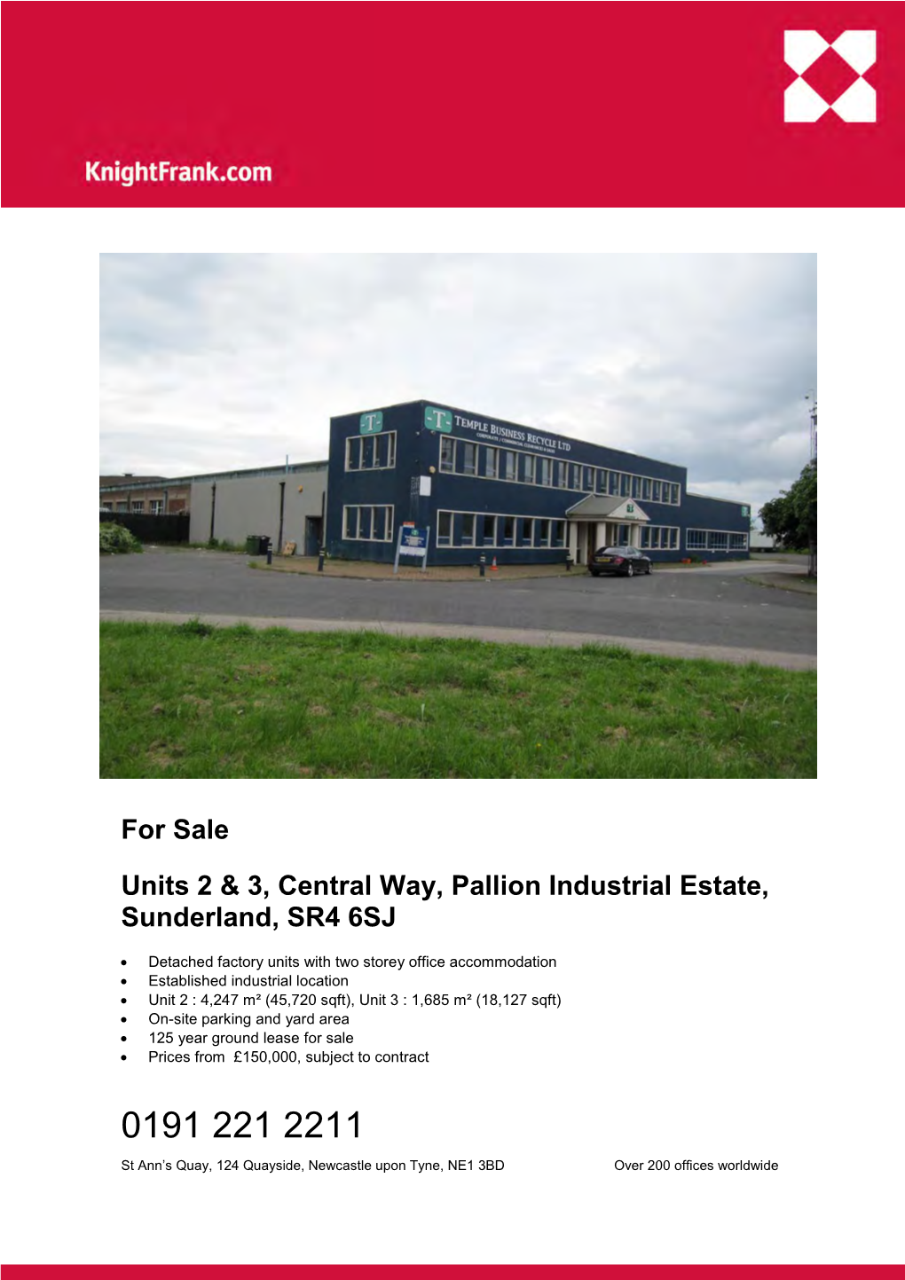 For Sale Units 2 & 3, Central Way, Pallion Industrial Estate