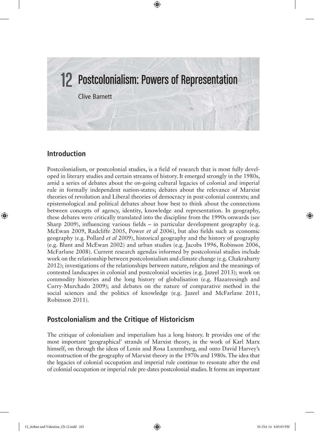 12 Postcolonialism: Powers of Representation Clive Barnett