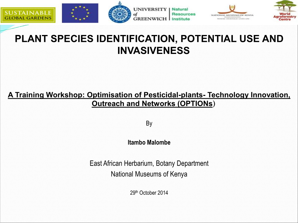 Plant Species Identification, Potential Use and Invasiveness