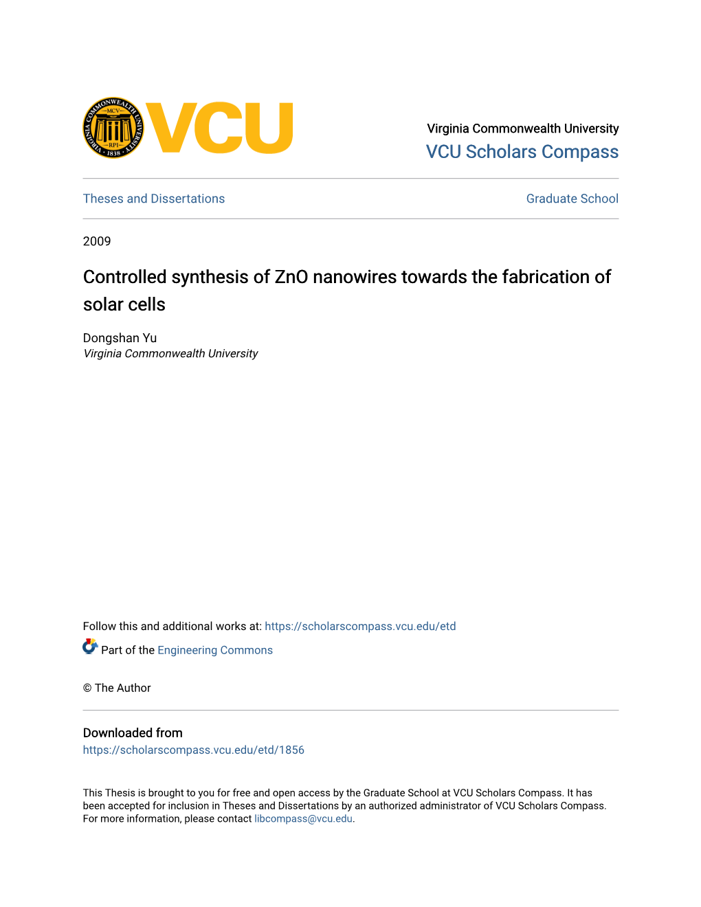 Controlled Synthesis of Zno Nanowires Towards the Fabrication of Solar Cells