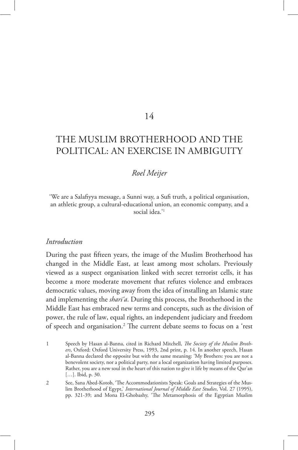 14 the Muslim Brotherhood and the Political: An