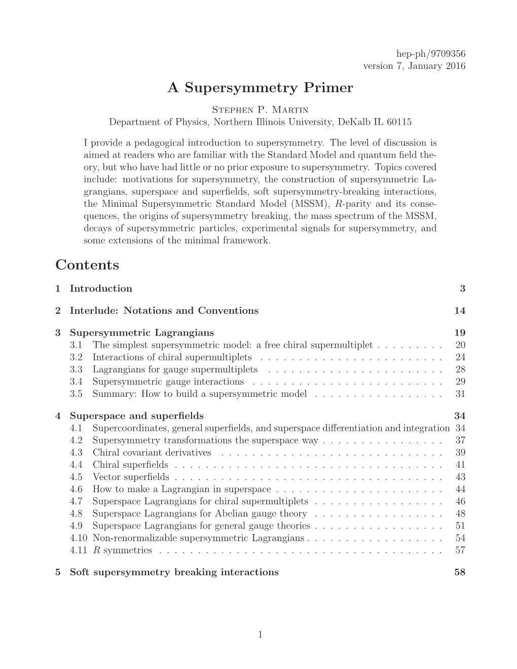 A Supersymmetry Primer Stephen P