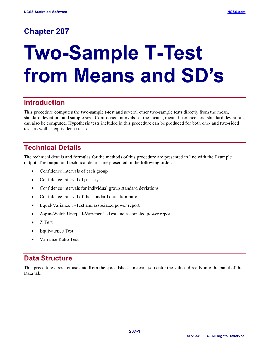 Two-Sample T-Test from Means and SD's