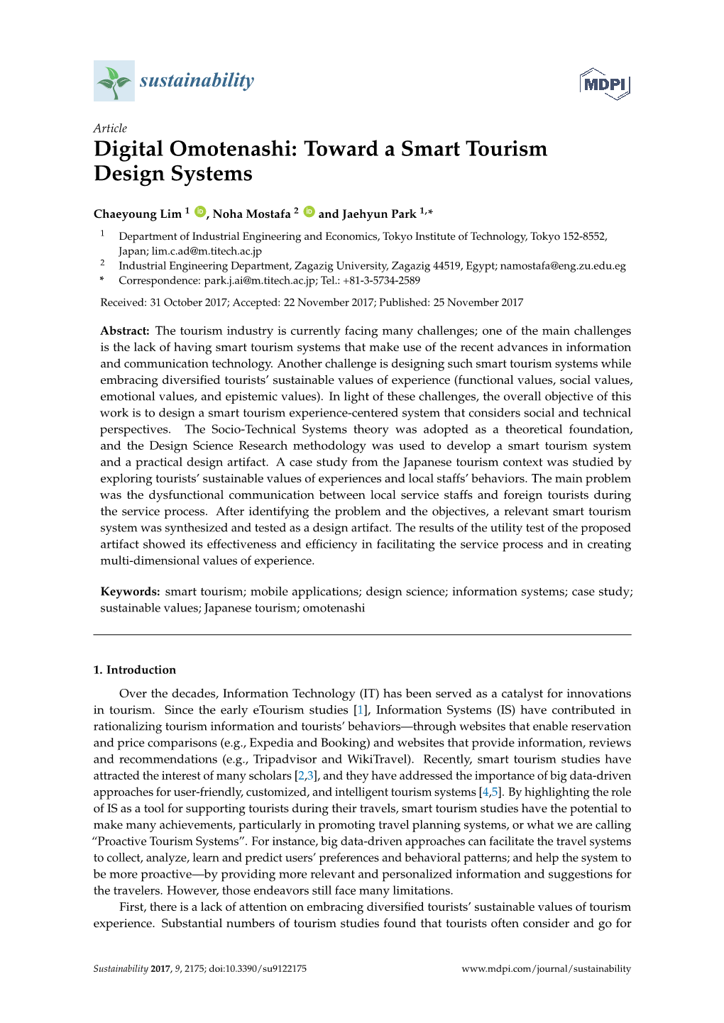 Digital Omotenashi: Toward a Smart Tourism Design Systems