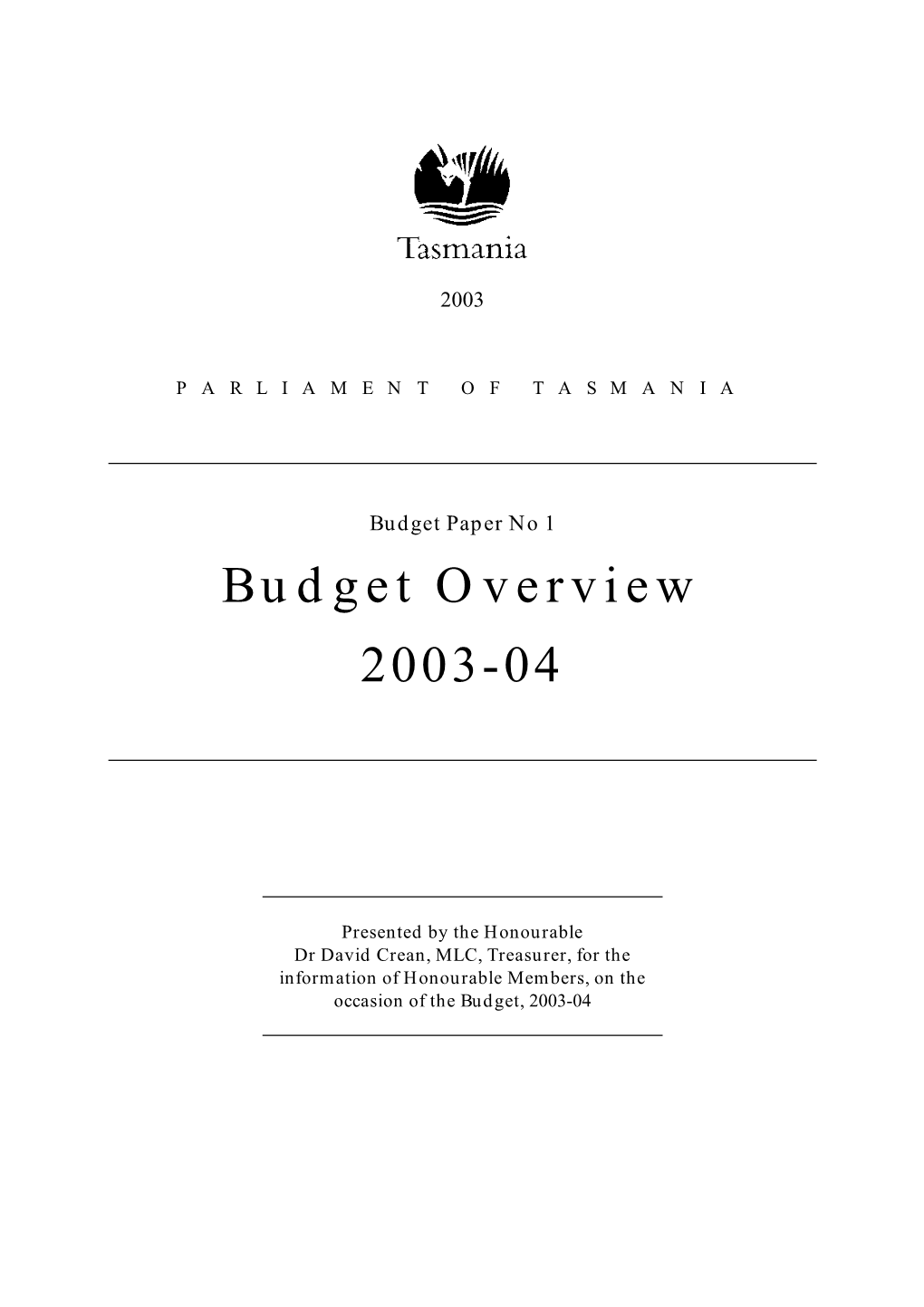 Budget Overview 2003-04