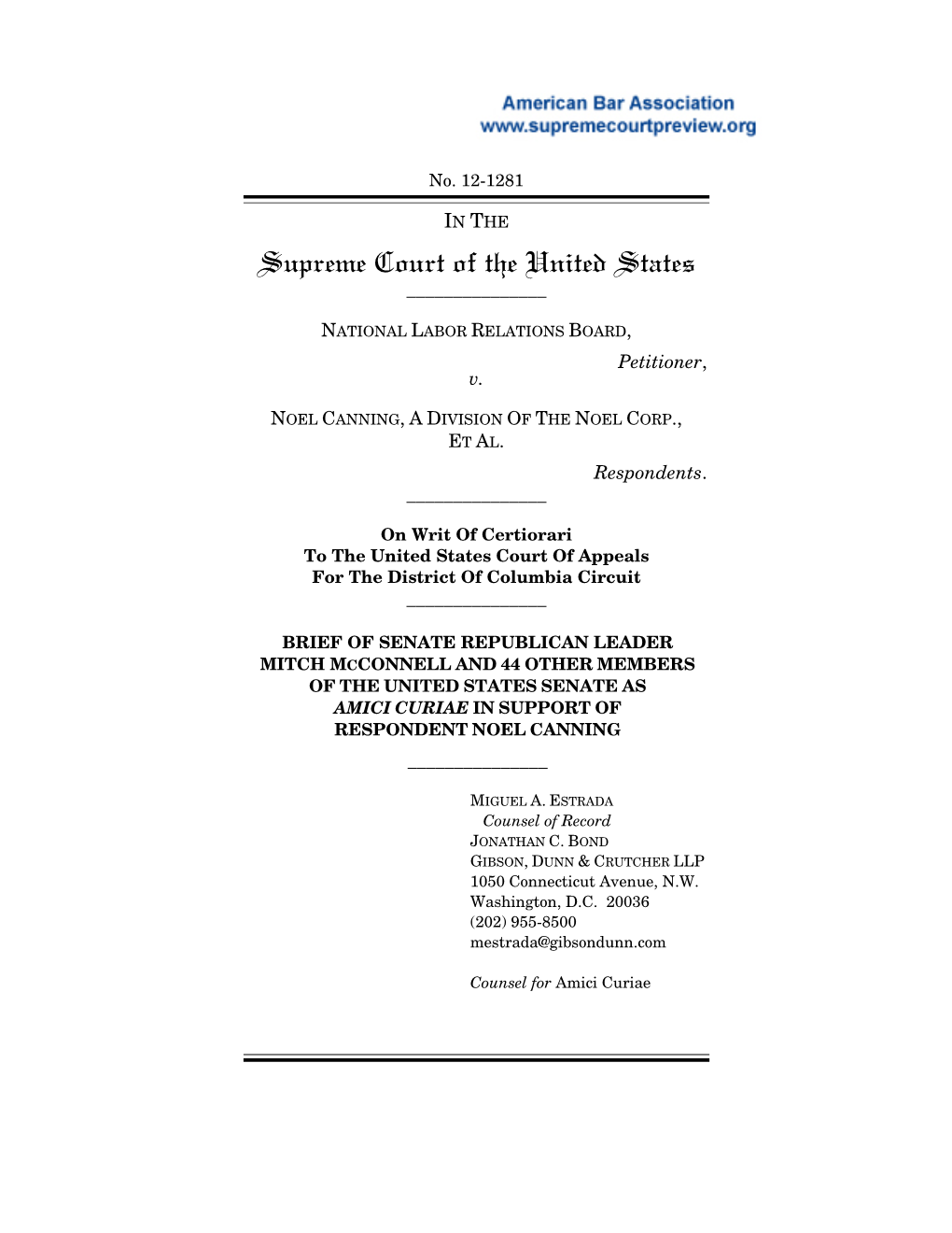 12-1281 Brief for Senate Republican Leader Mitch Mcconnell and 44