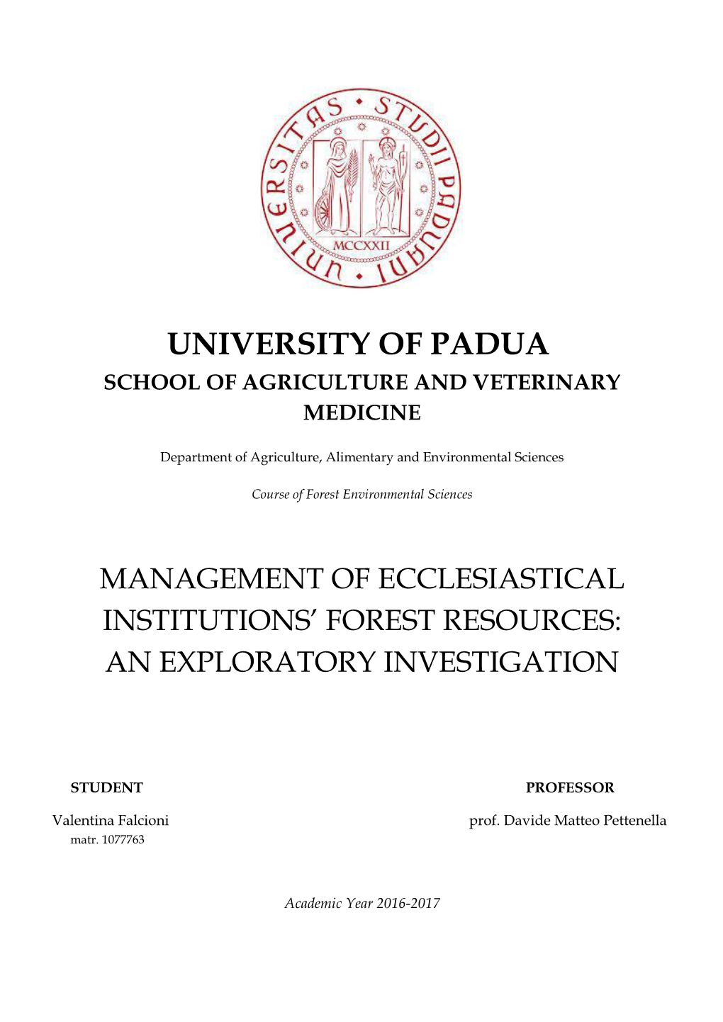 University of Padua School of Agriculture and Veterinary Medicine