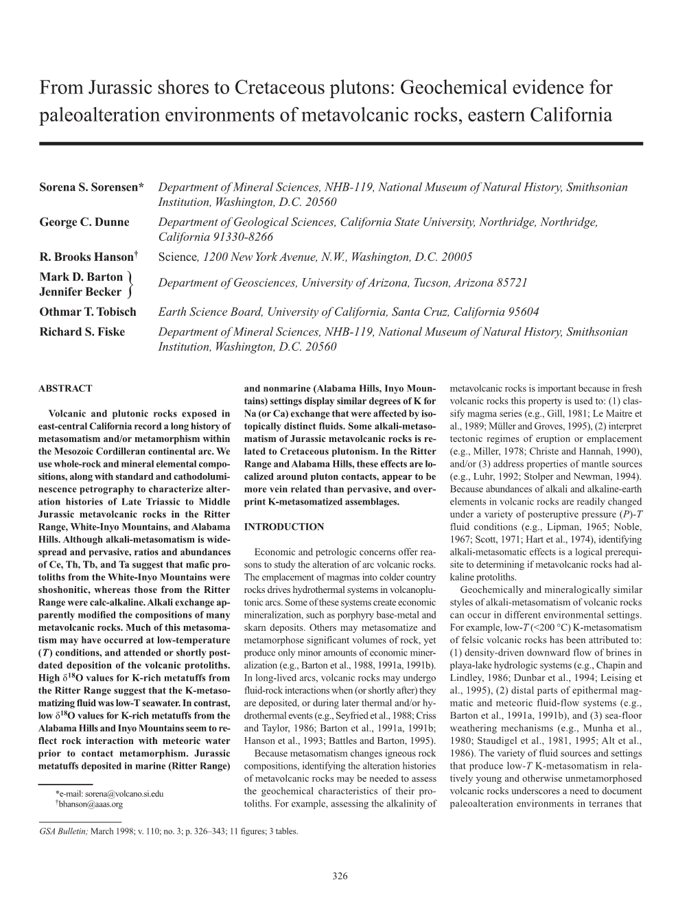 GSA Bulletin: from Jurassic Shores to Cretaceous Plutons