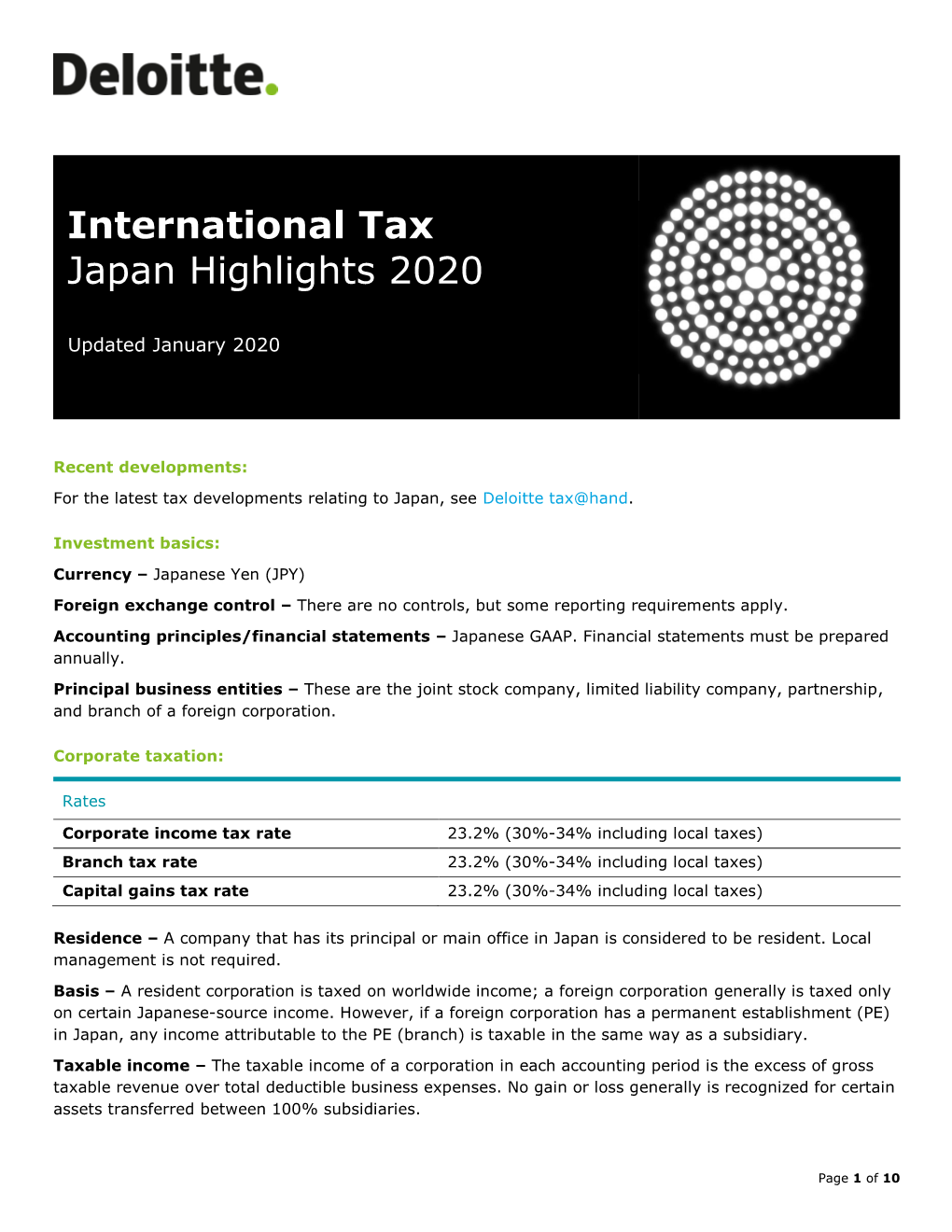 International Tax Japan Highlights 2020