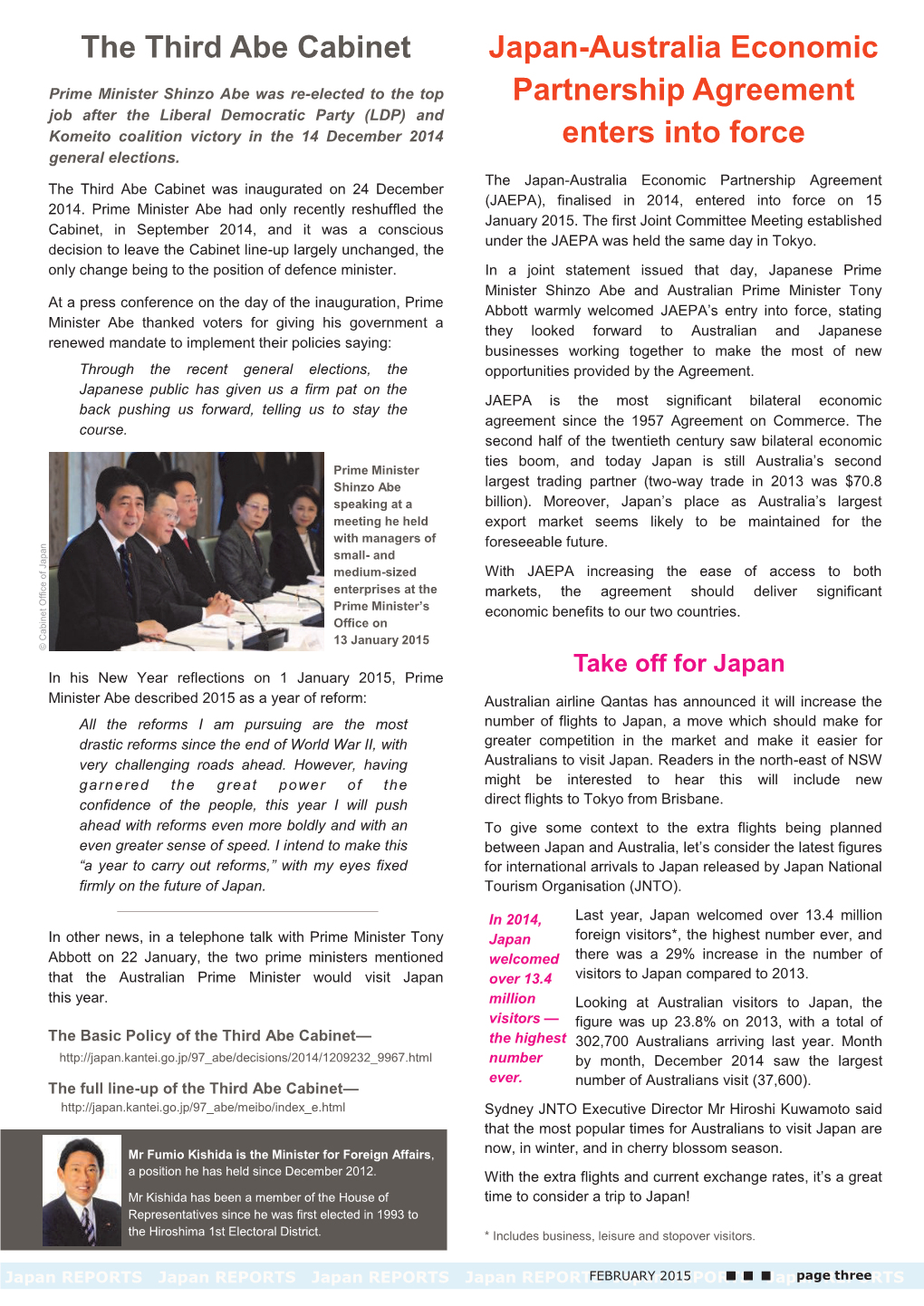 The Third Abe Cabinet Japan-Australia Economic