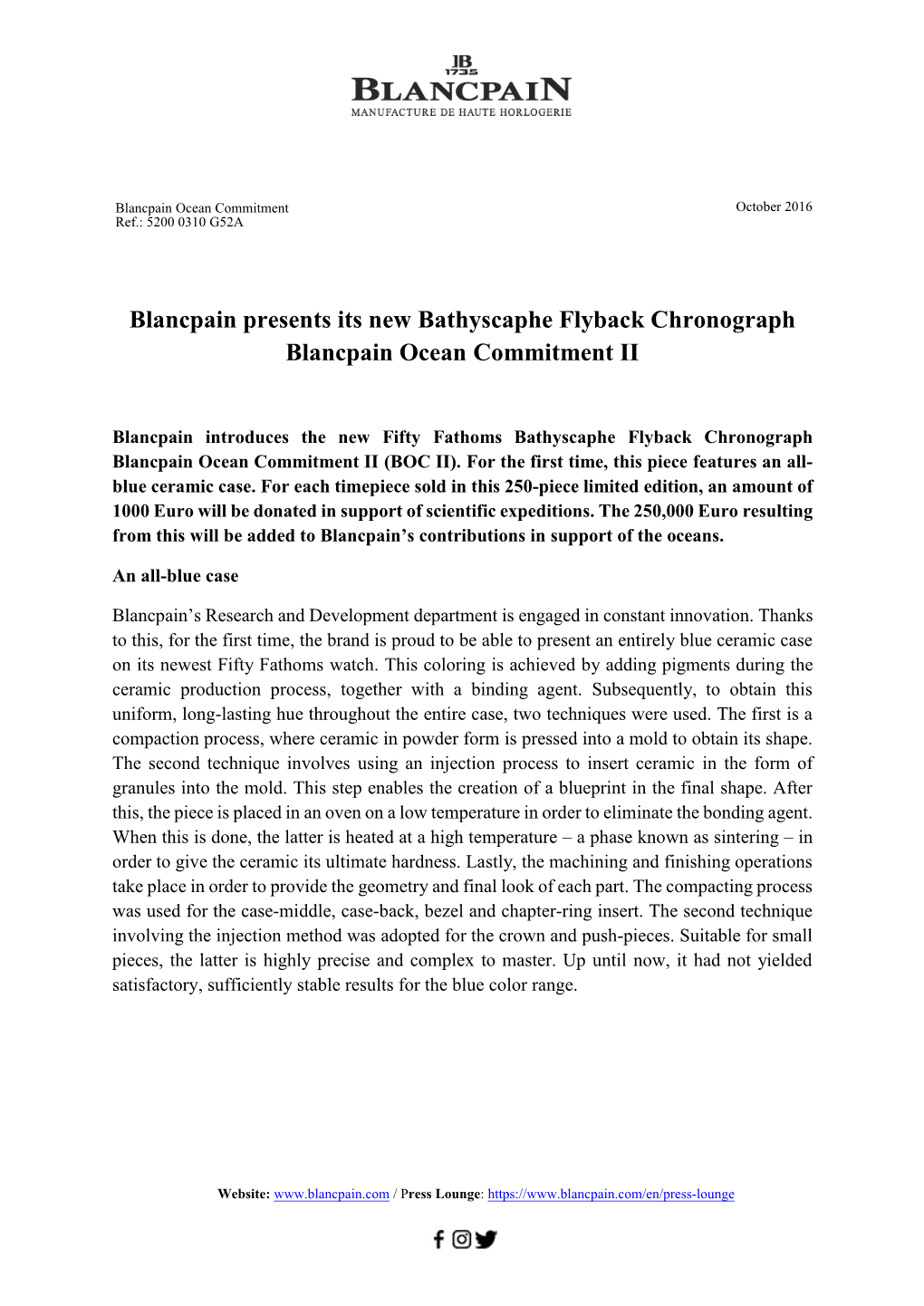 Blancpain Presents Its New Bathyscaphe Flyback Chronograph Blancpain Ocean Commitment II