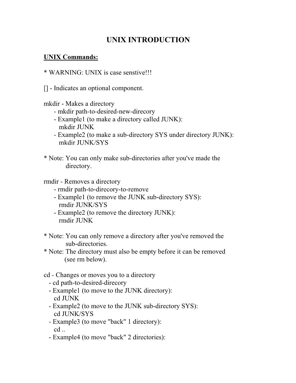 Unix Introduction