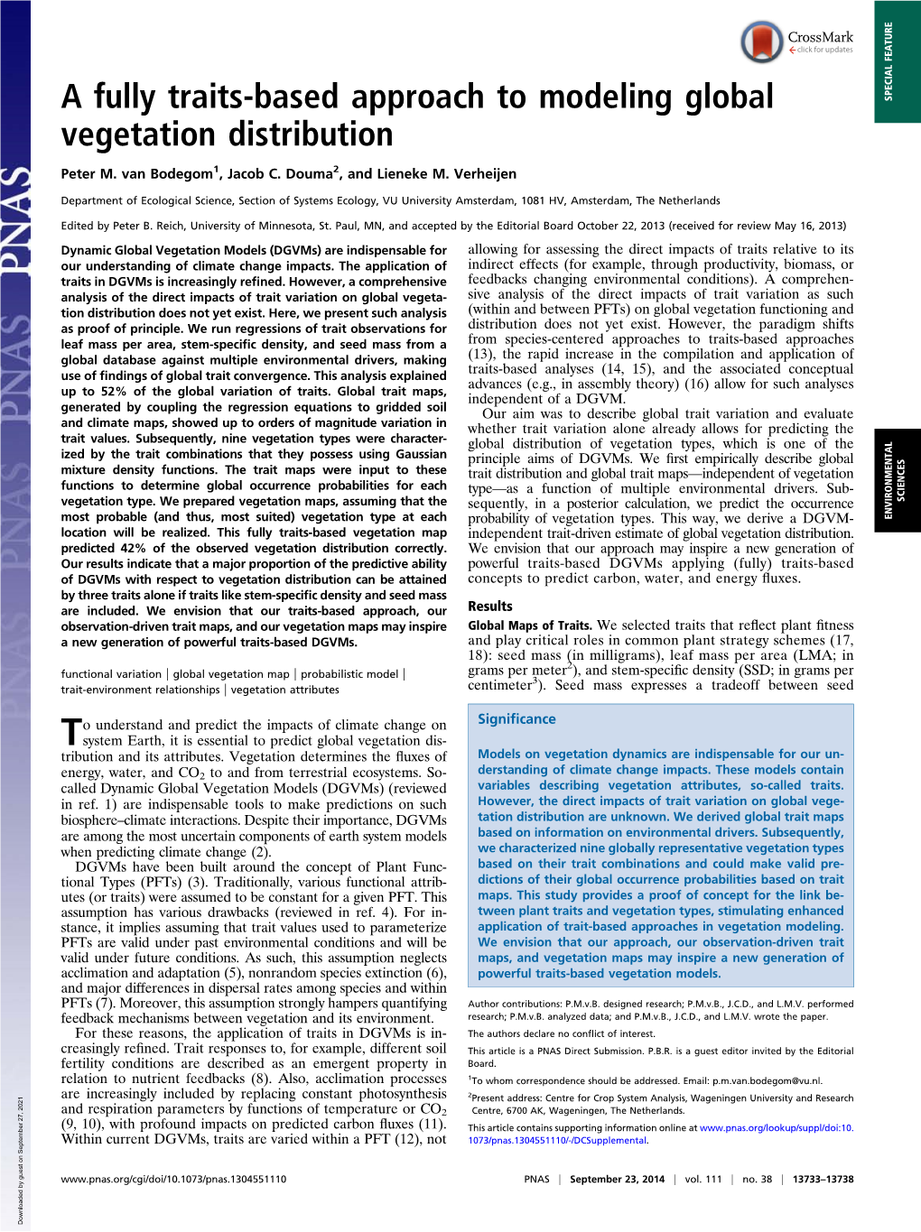 A Fully Traits-Based Approach to Modeling Global Vegetation