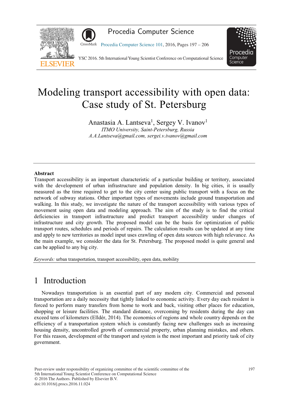 Modeling Transport Accessibility with Open Data: Case Study of St