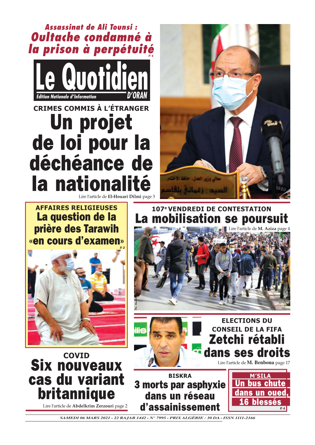 Un Projet De Loi Pour La Déchéance De La Nationalité Lire L'article De El-Houari Dilmi Page 3