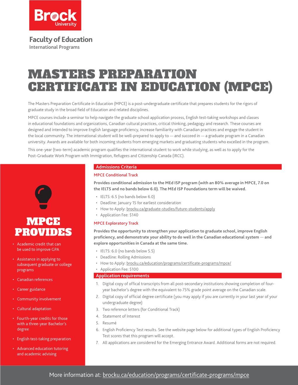 Masters Preparation Certificate in Education (Mpce)