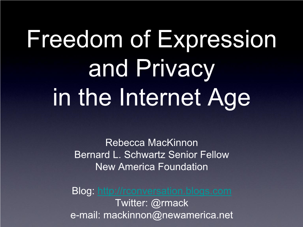 Freedom of Expression and Privacy in the Internet Age