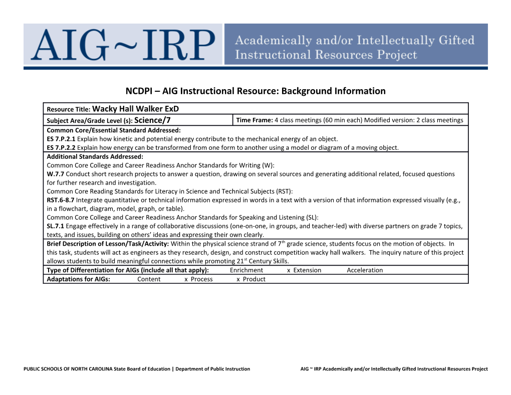 NCDPI AIG Instructional Resource: Background Information s10