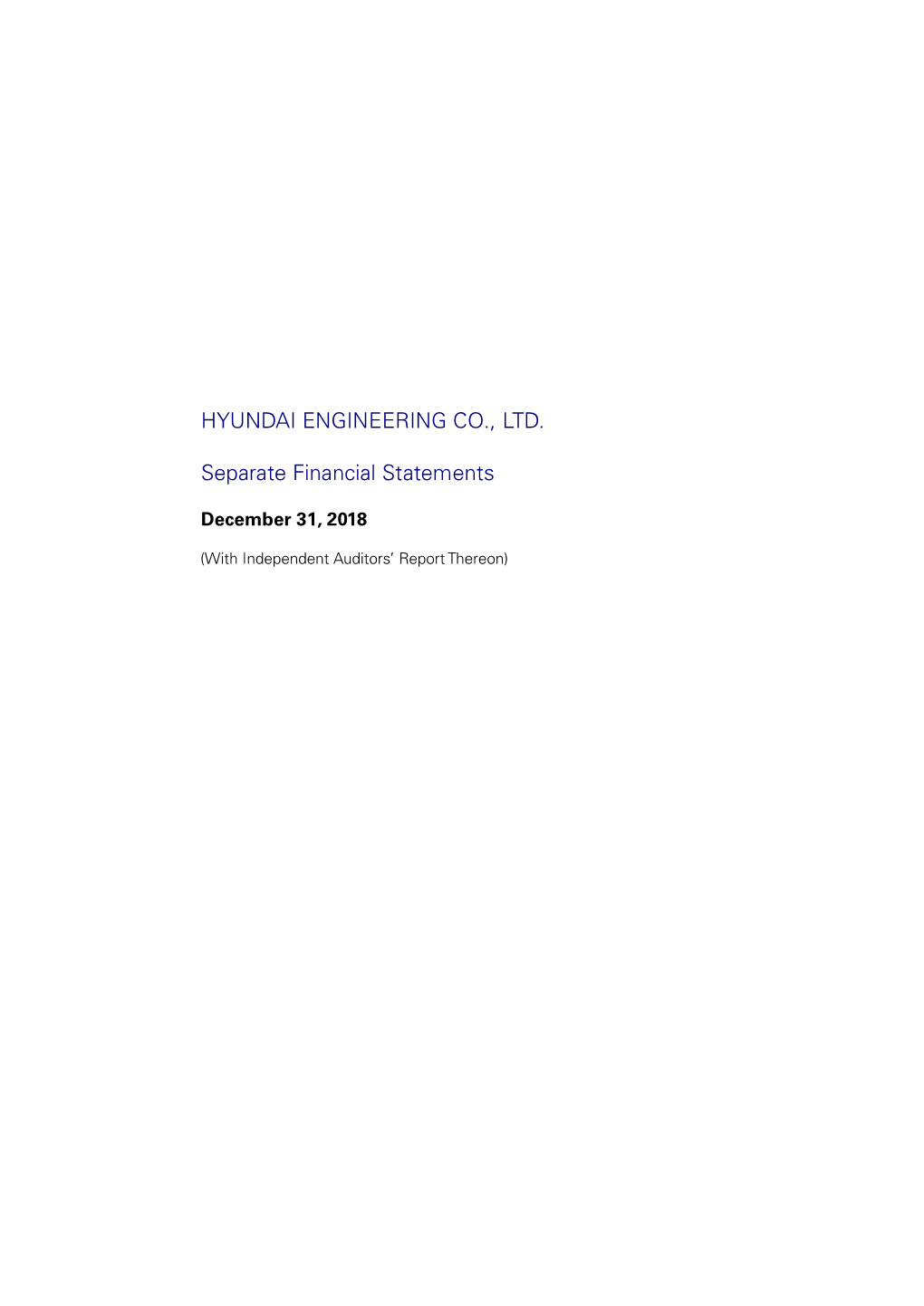 HYUNDAI ENGINEERING CO., LTD. Separate Financial Statements